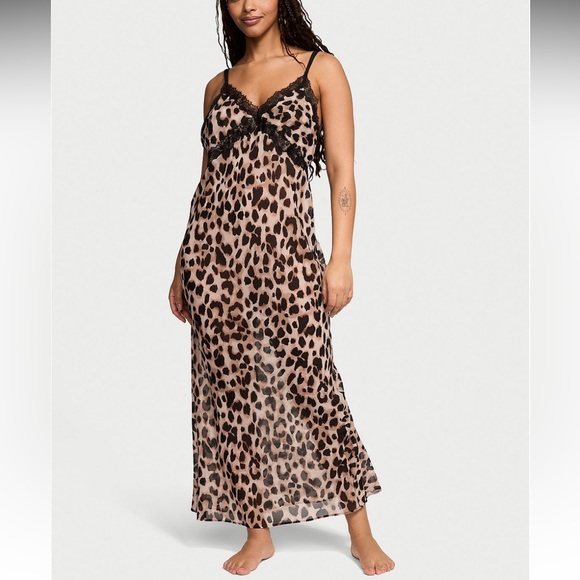 Victoria's Secret Leopard Chiffon Slip Dress Victoria's Secret Leopard Chiffon Slip Dress